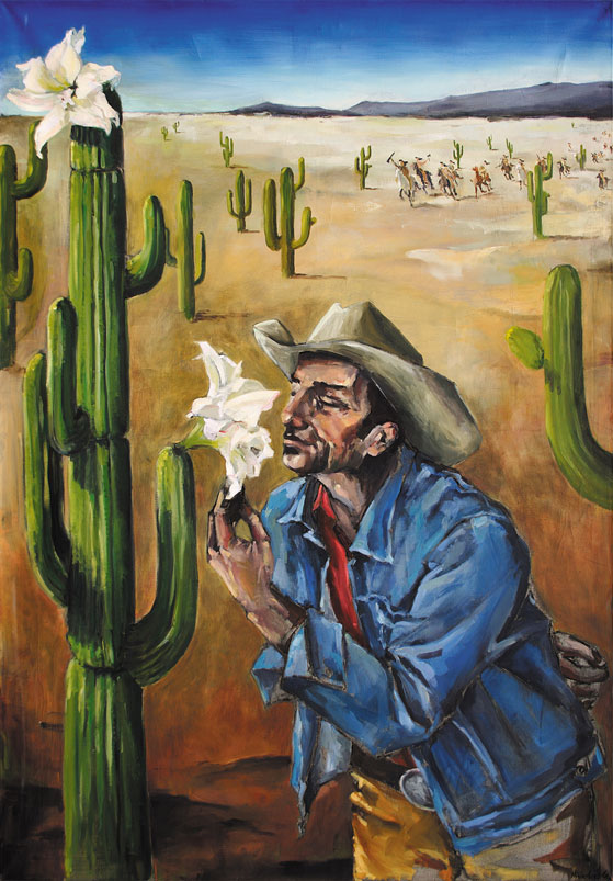 Cowboys | Kaktusblüte (Cowboys / Cactus Flower) Acryl und Öl auf Leinwand | Acrylic and Oil on Canvas